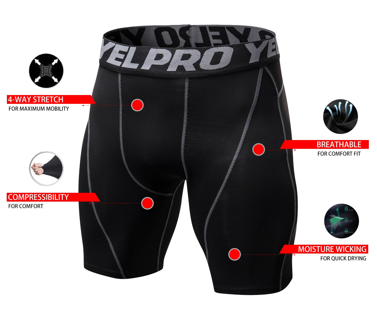 Mens Compression Shorts Cool Dry Athletic Tights Running Gym Shorts Sports Underwear LANBAOSI