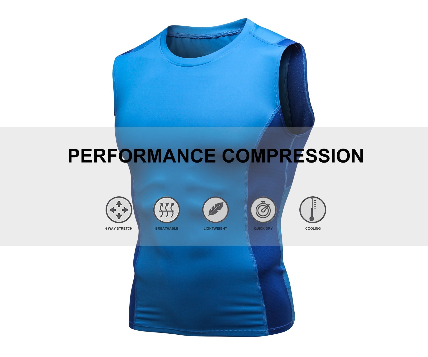 Mens Compression Sleeveless Tank Top Shirts Cool Dry Baselayer Running Workout Athletic Vest Muscle Training Undershirts LANBAOSI