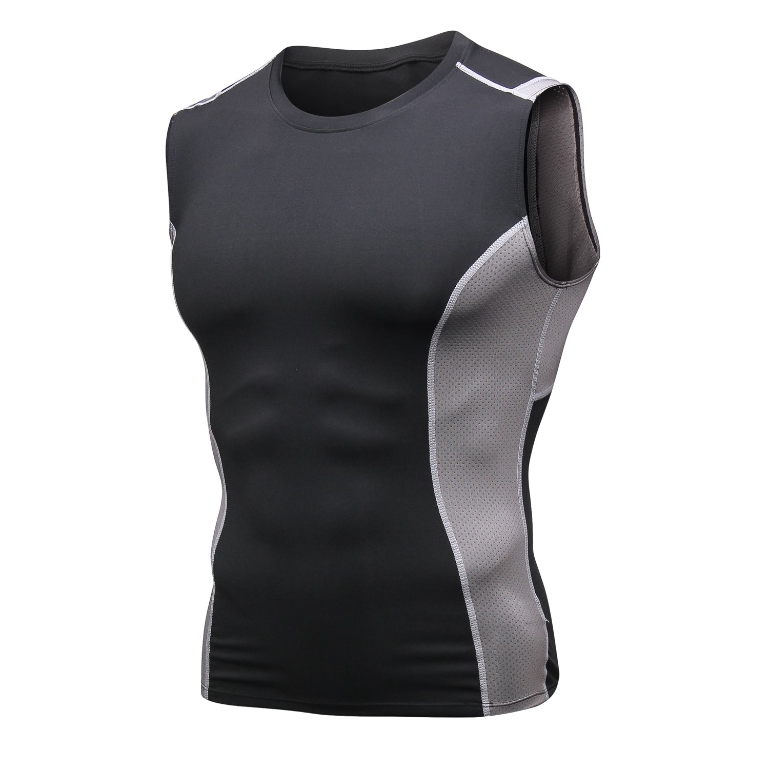 Mens Compression Sleeveless Tank Top Shirts Cool Dry Baselayer Running Workout Athletic Vest Muscle Training Undershirts LANBAOSI