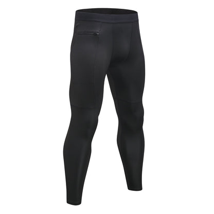 Mens Comprssion Pants with Pockets Workout Clothes Gym Fitness Leggings Running Yoga Tights Thermal Baselayer Underwear LANBAOSI