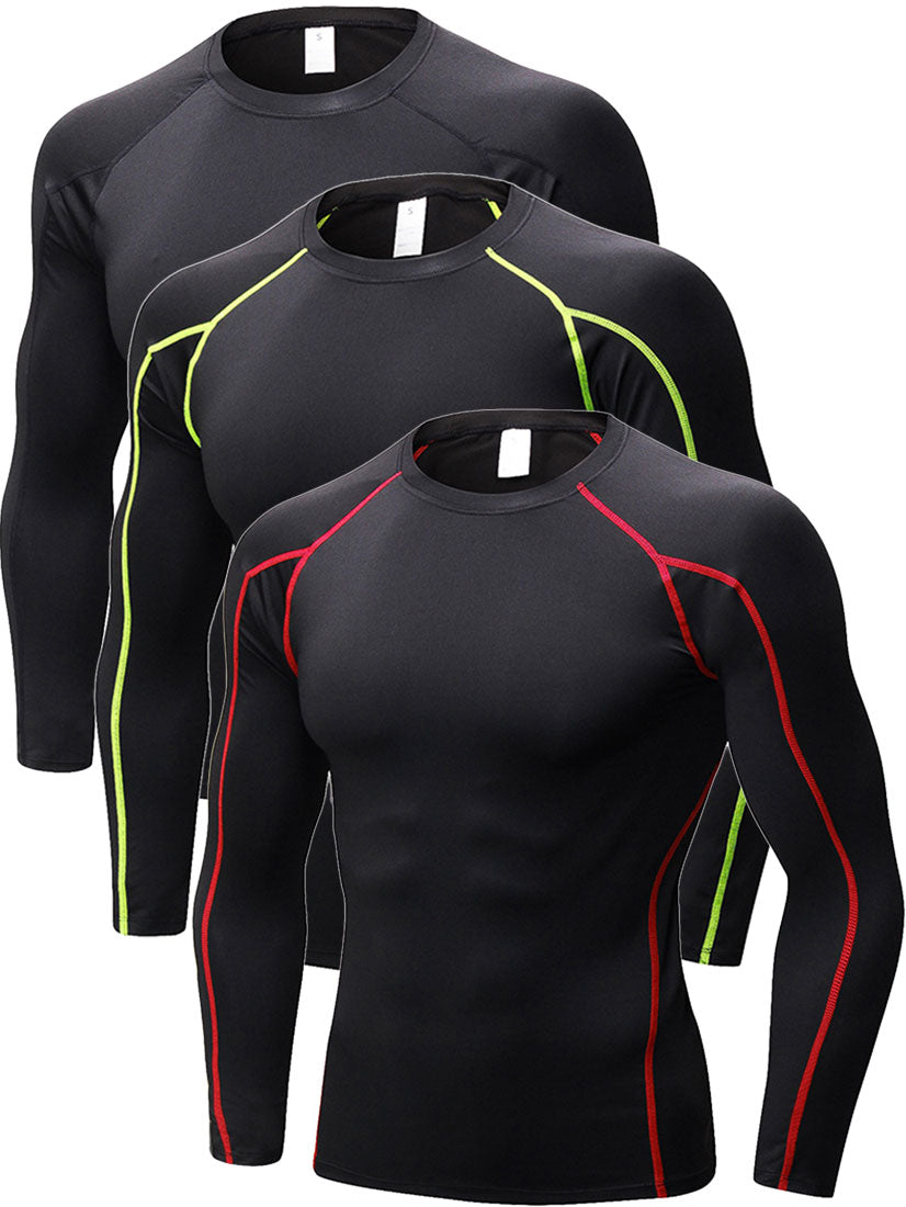 Mens Cool Dry Baselayer Shirt Long Sleeve Compression Workout