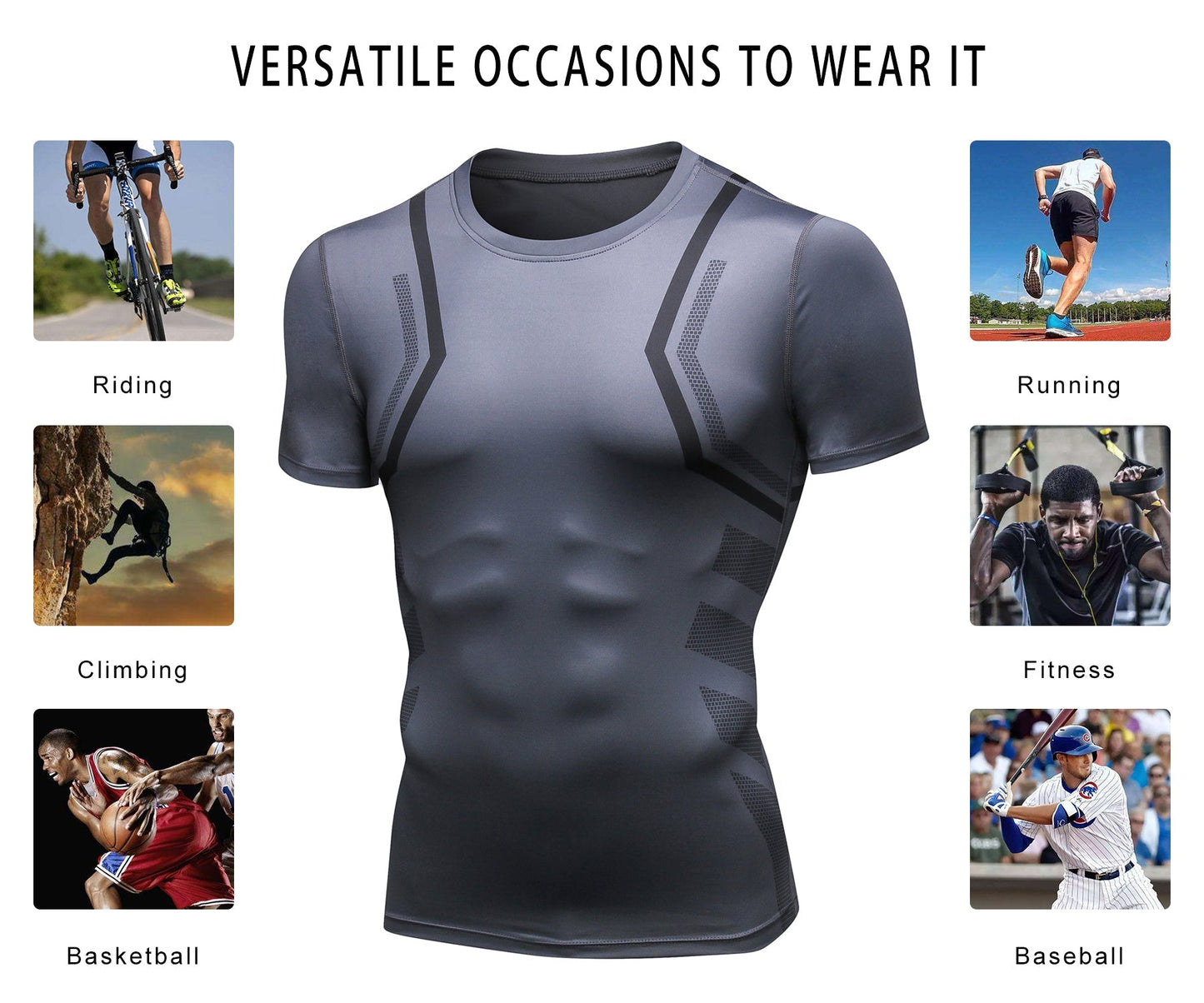 Mens Cool Dry Comrpession Short Sleeve Shirts Tummy Control Muscle Trainer Athletic Baselayer Sports Active T-Shirts LANBAOSI