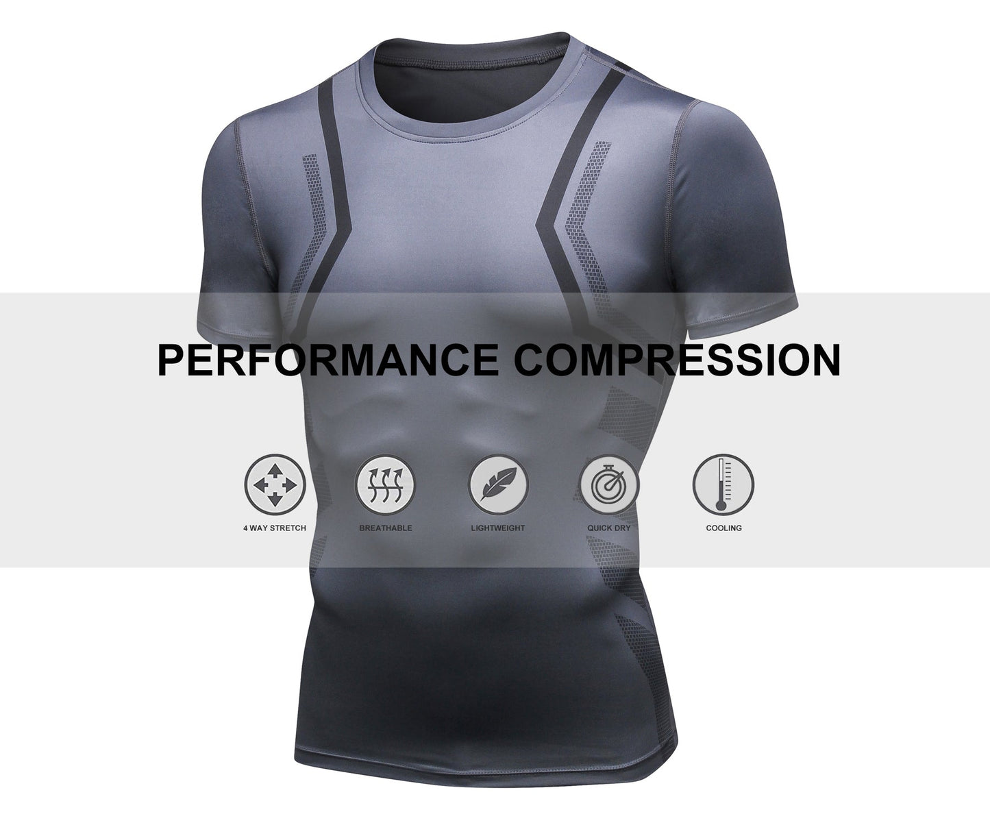 Mens Cool Dry Comrpession Short Sleeve Shirts Tummy Control Muscle Trainer Athletic Baselayer Sports Active T-Shirts LANBAOSI