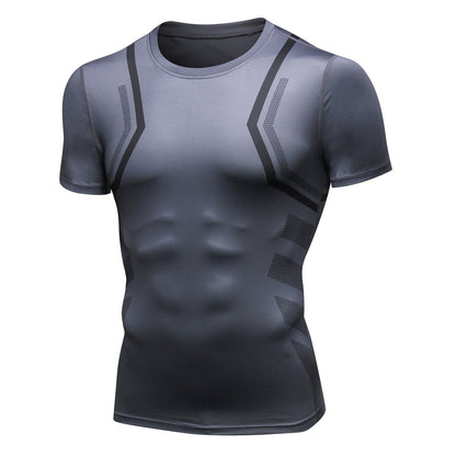 Mens Cool Dry Comrpession Short Sleeve Shirts Tummy Control Muscle Trainer Athletic Baselayer Sports Active T-Shirts LANBAOSI