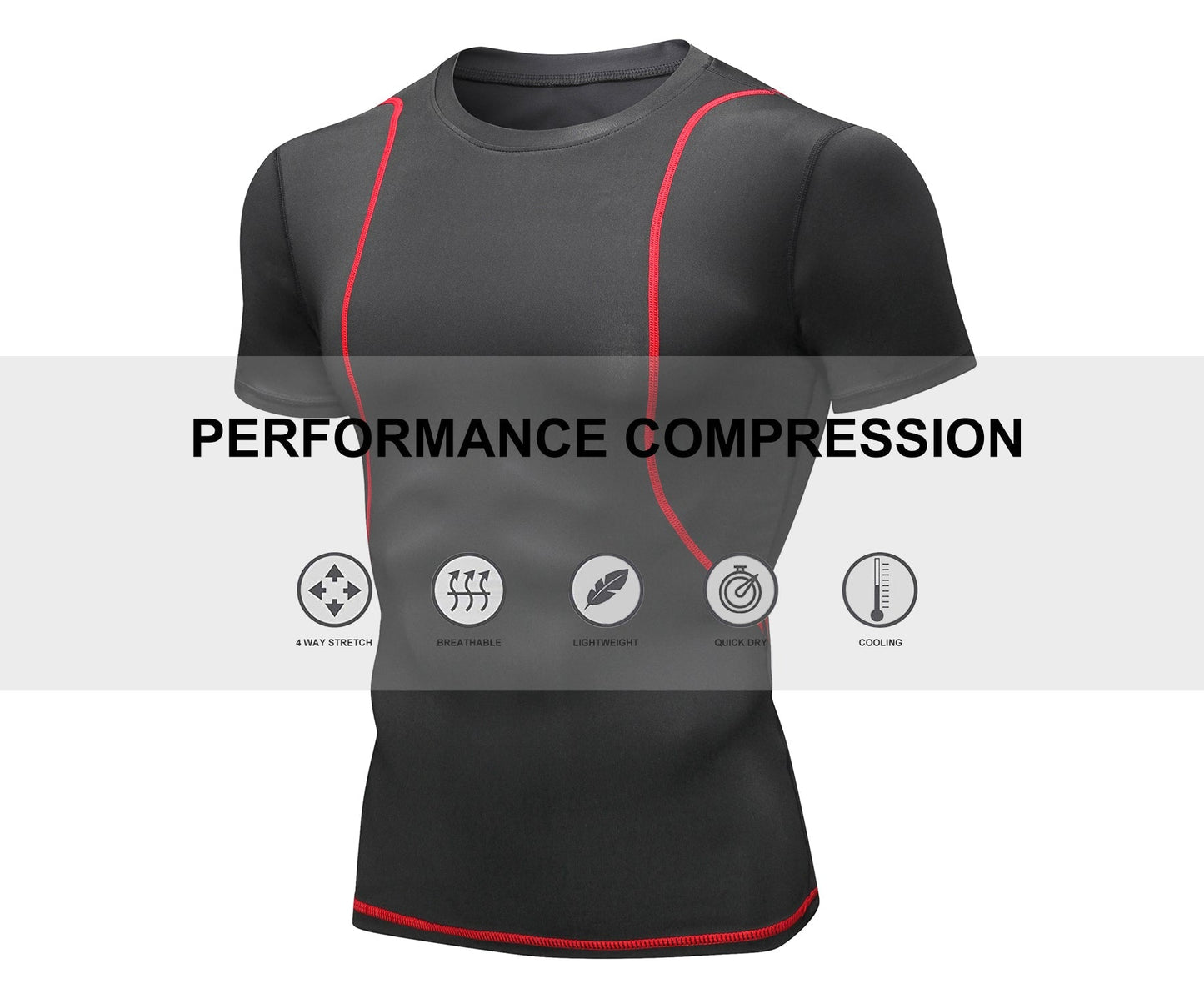 Mens Cool Dry Short Sleeve Shirt Compression T-shirt Sports Under Baselayer Tops Running Shirts Athletic Workout Shirt LANBAOSI