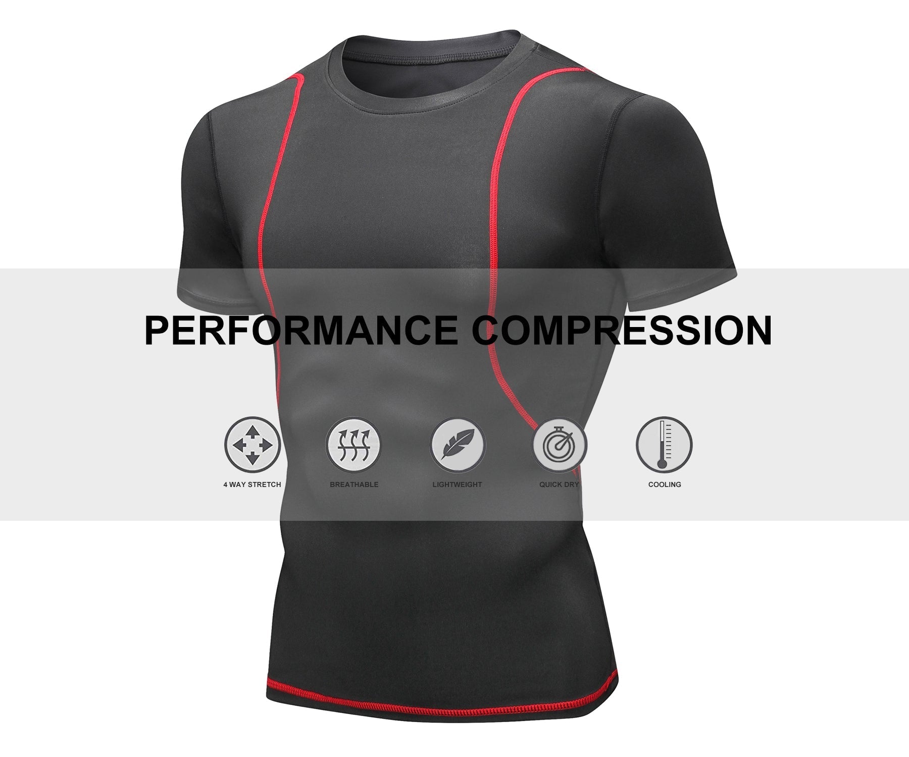 Mens Cool Dry Comrpession Short Sleeve Shirts Tummy Control Muscle Trainer  Athletic Baselayer Sports Active T-Shirts