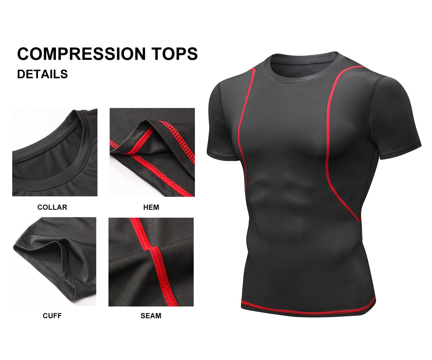Mens Cool Dry Short Sleeve Shirt Compression T-shirt Sports Under Baselayer Tops Running Shirts Athletic Workout Shirt LANBAOSI