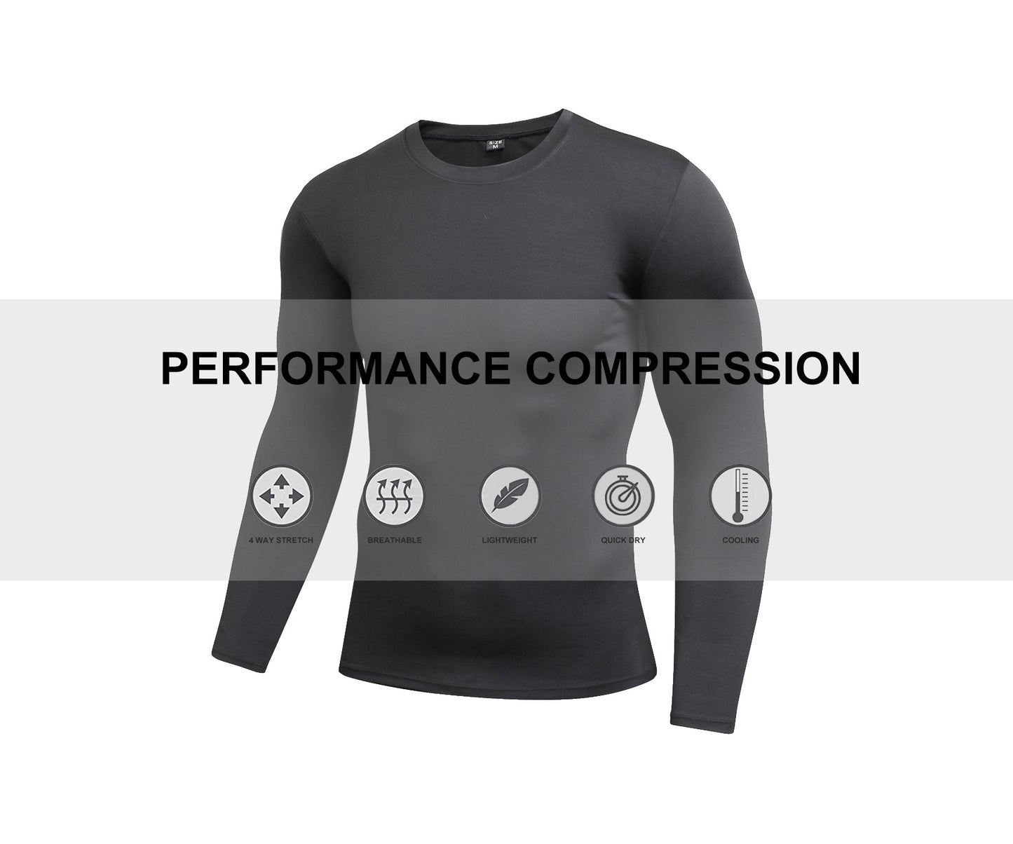 Mens Long Sleeve Quick Dry Compression Shirts Running Baselayer athletic Top LANBAOSI