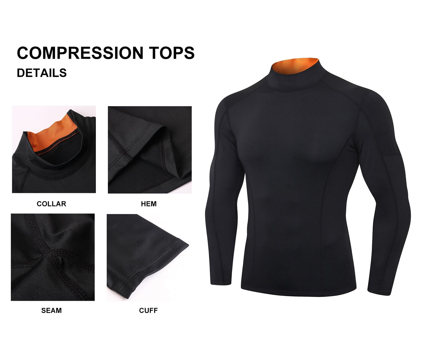 Mens Mock Turtleneck Compression Long Sleeve Shirts Football Undershirt Sports Base Layer LANBAOSI