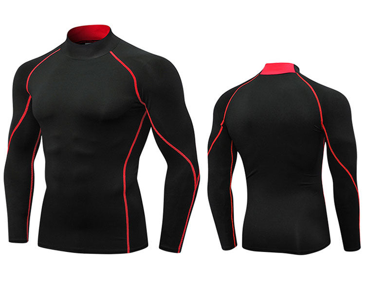 Men's Compression 1/4 Zipper Shirt Mock Neck Short Sleeve Top Cool Dry Solid