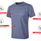 Mens Quick Dry T-shirts Moisture Wicking Stretch Short Sleeve Shirt Crew Neck Stripe Performance Workout Athletic Shirts LANBAOSI