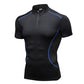 Mens Short Sleeve Compression Shirts 1/4 Zip Cool Quick-Dry Athletic Workout Baselayer Tops Running Sports Gym T-shirts LANBAOSI