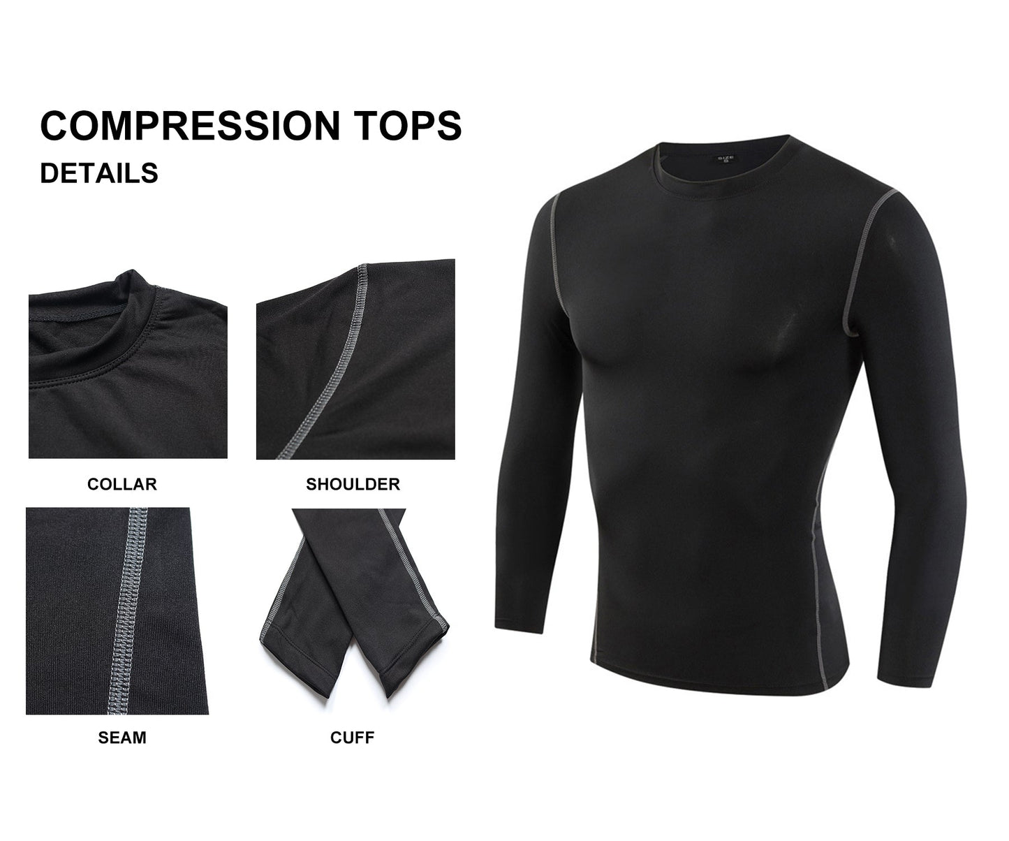 Mens Thermal Compression Shirts Ultra Soft Fleece Lined Long Sleeve Tops LANBAOSI