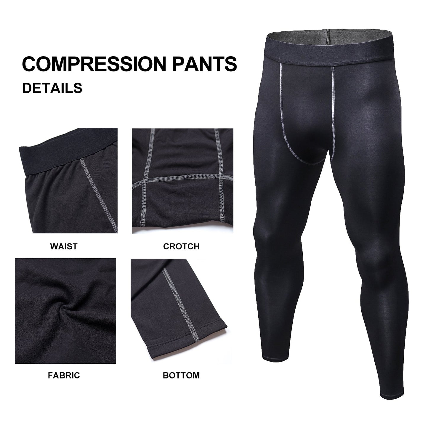 Mens Thermal Compression Tights Sports Leggings Fleece Winter Base Layer LANBAOSI