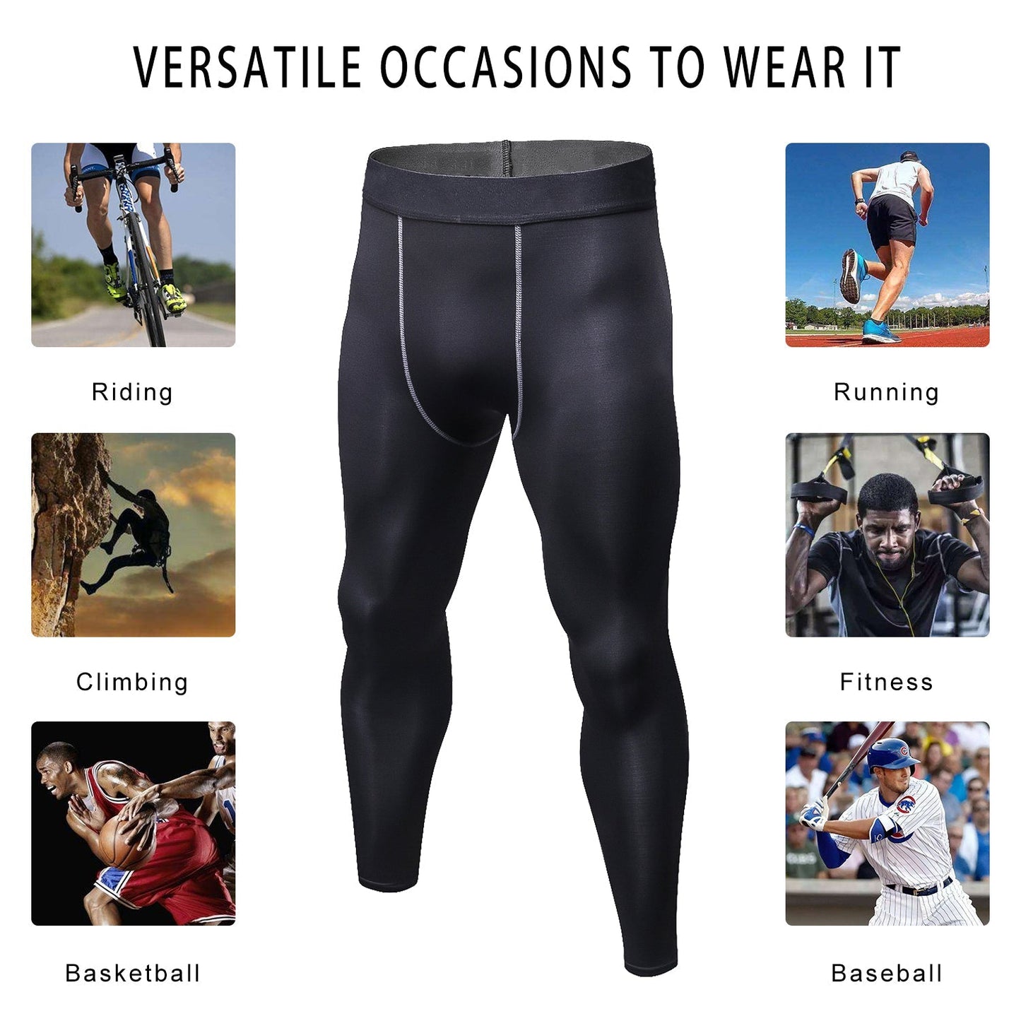 Mens Thermal Compression Tights Sports Leggings Fleece Winter Base Layer LANBAOSI