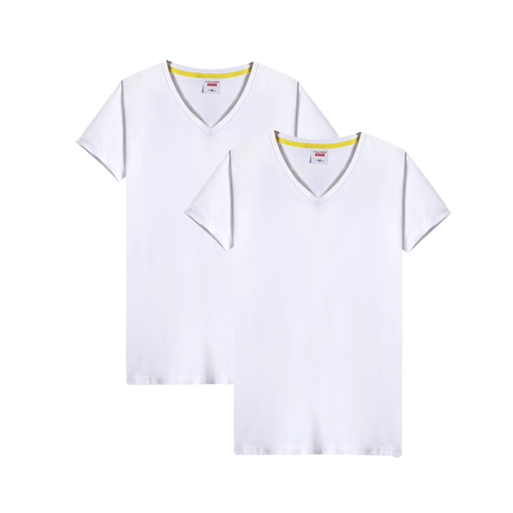 Mens Ultra Cotton Adult V-neck Short Sleeve T-shirts 2-Pack Loose Fit Tee Tops LANBAOSI