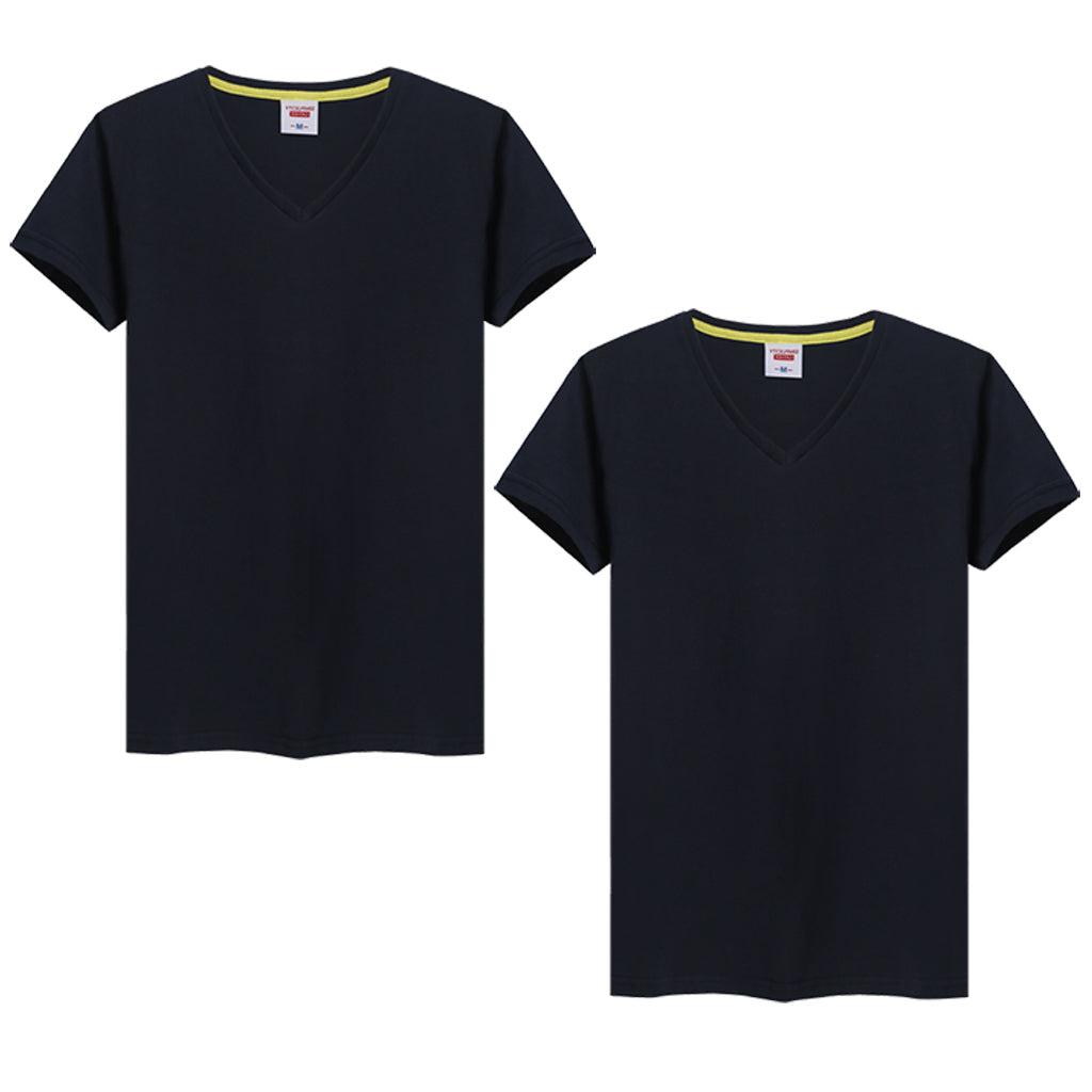 Mens V-Neck Short Sleeve T Shirts 100% Cotton Tee Top LANBAOSI