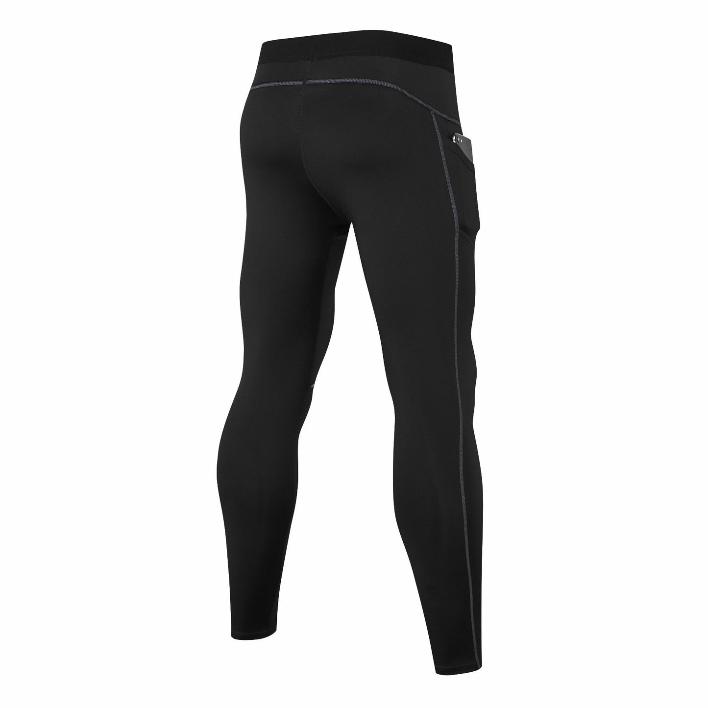 Mens Workout Compression Pants Running Tights with Phone Pockets Active leggings Quick Dry Base layer LANBAOSI