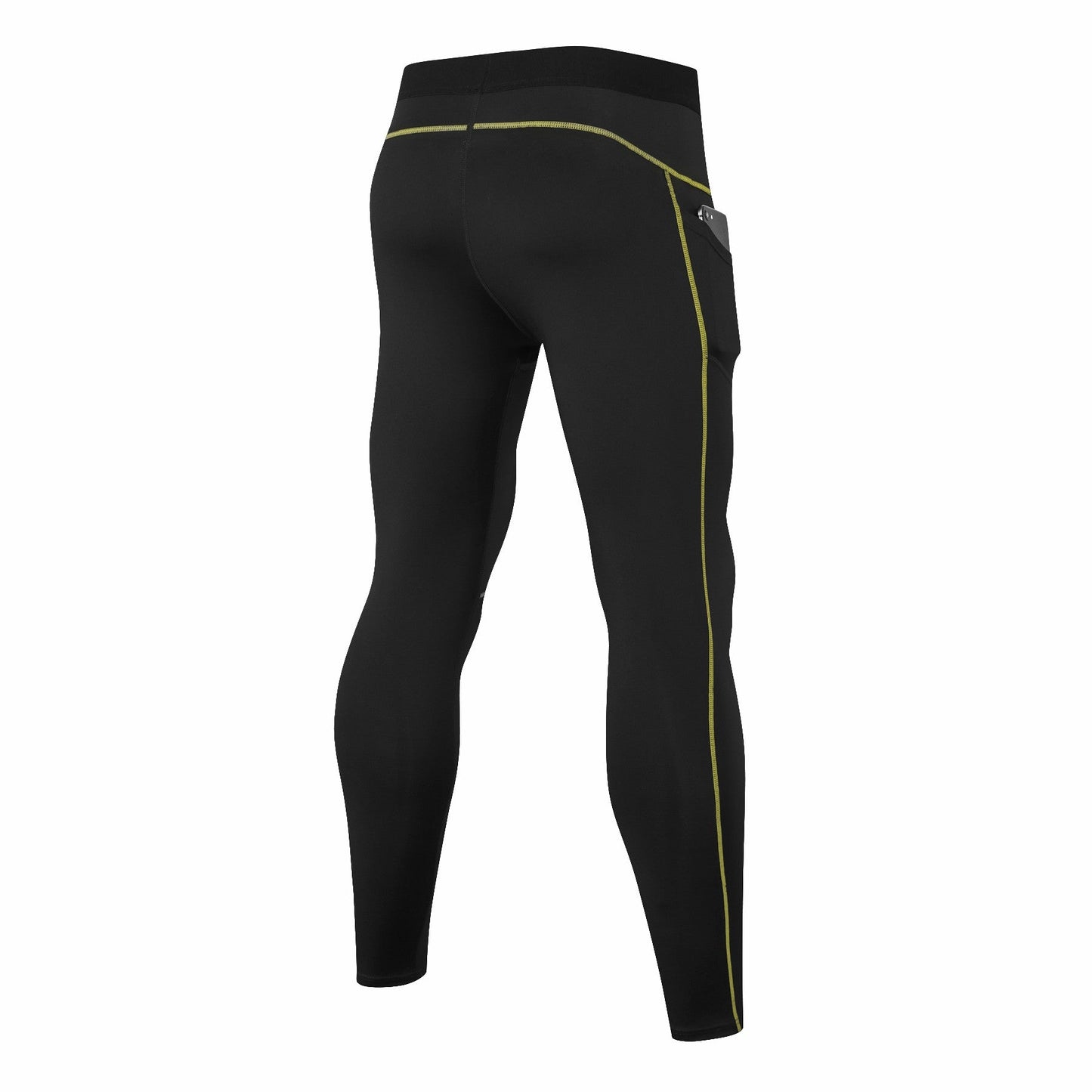 Mens Workout Compression Pants Running Tights with Phone Pockets Active leggings Quick Dry Base layer LANBAOSI