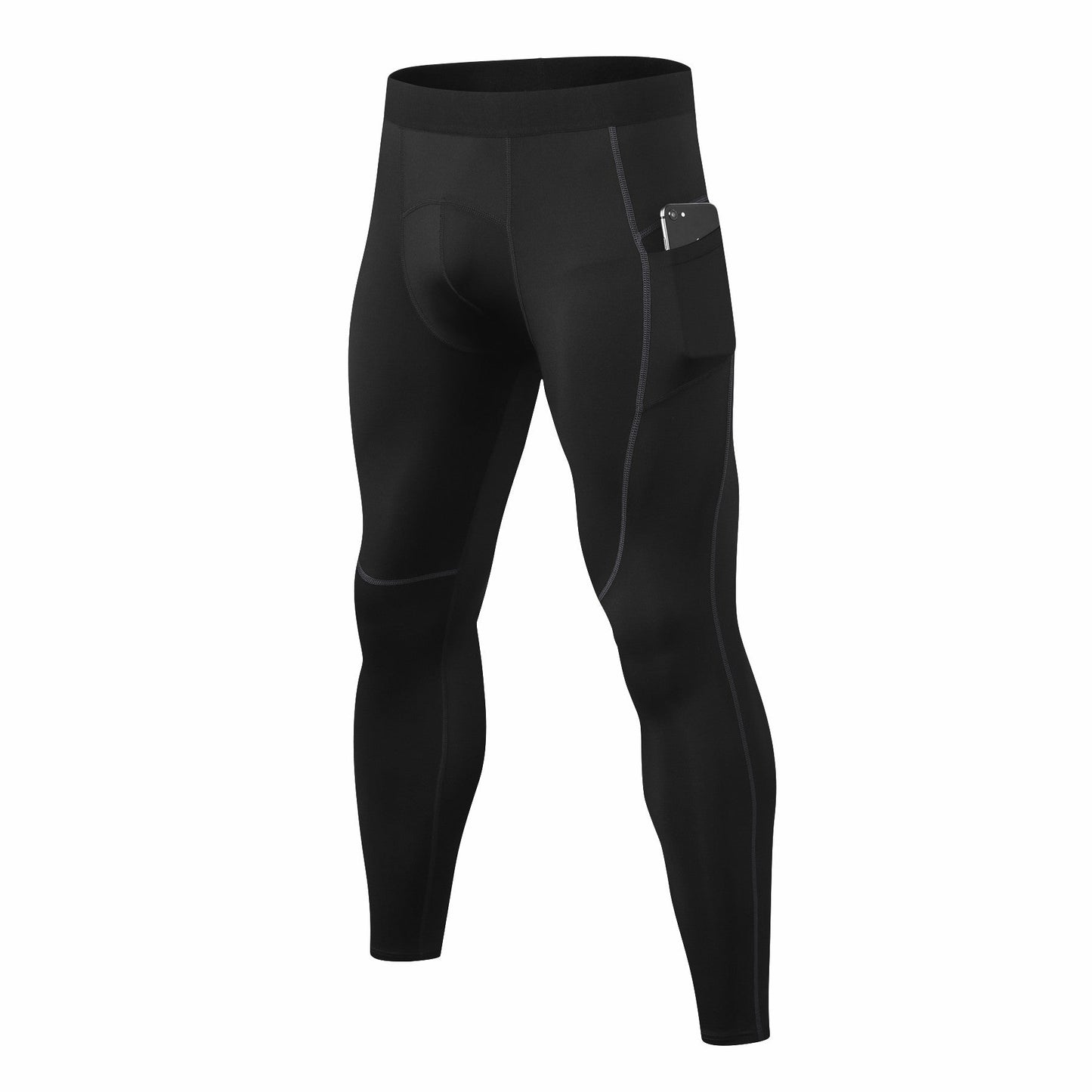 Mens Workout Compression Pants Running Tights with Phone Pockets Active leggings Quick Dry Base layer LANBAOSI