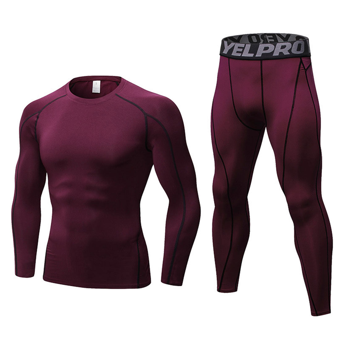 LANBAOSI Men Workout Set Compression Shirt and Pants Male Sports Tight Base  Layer Suit Size Large 