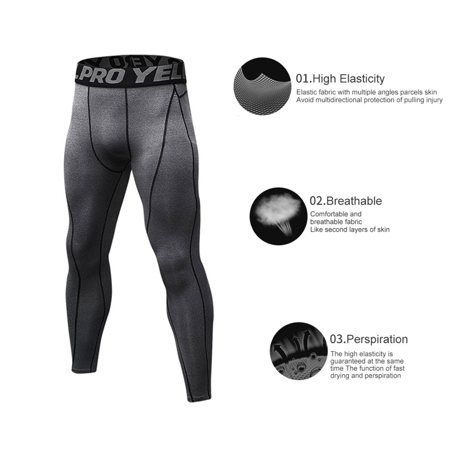 Mens Workout Compression Set Pants and Long Sleeve Shirts Base Layer LANBAOSI