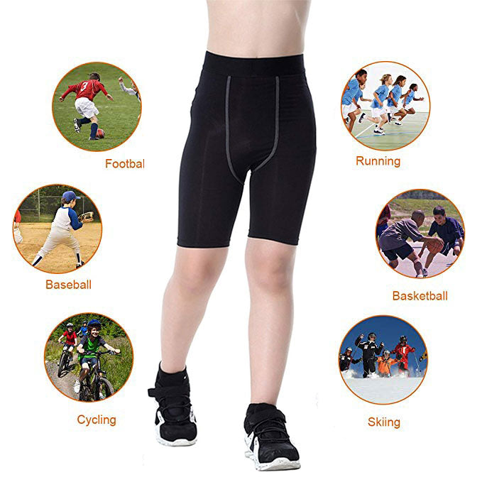 LANBAOSI Boys Compression Pants Base Layers Soccer Hockey Tights Unisex Athletic  Leggings for Kids Size 14 