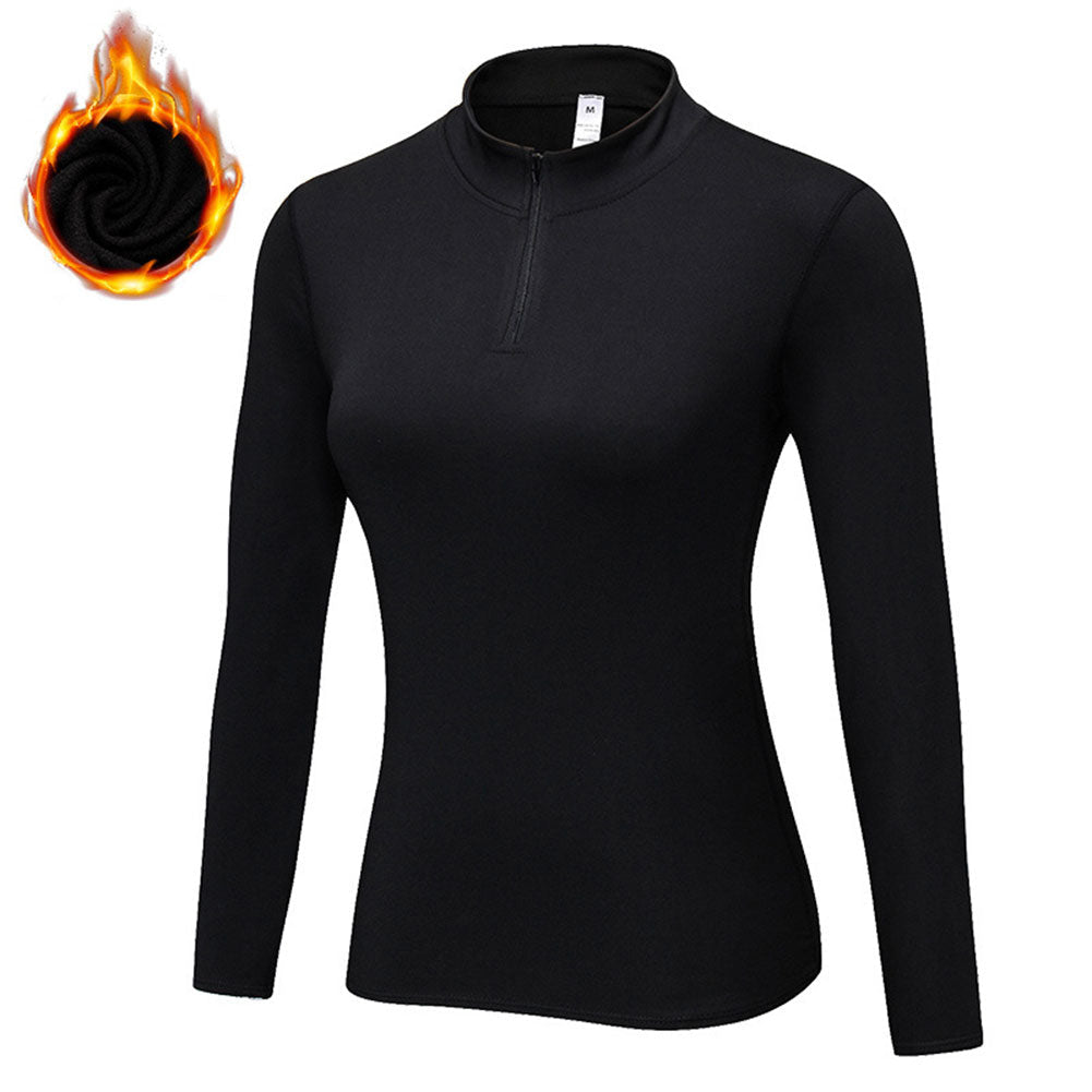 Women 1/4 Zip Pullover Compression Shirts Long Sleeve Mock Neck Tops LANBAOSI