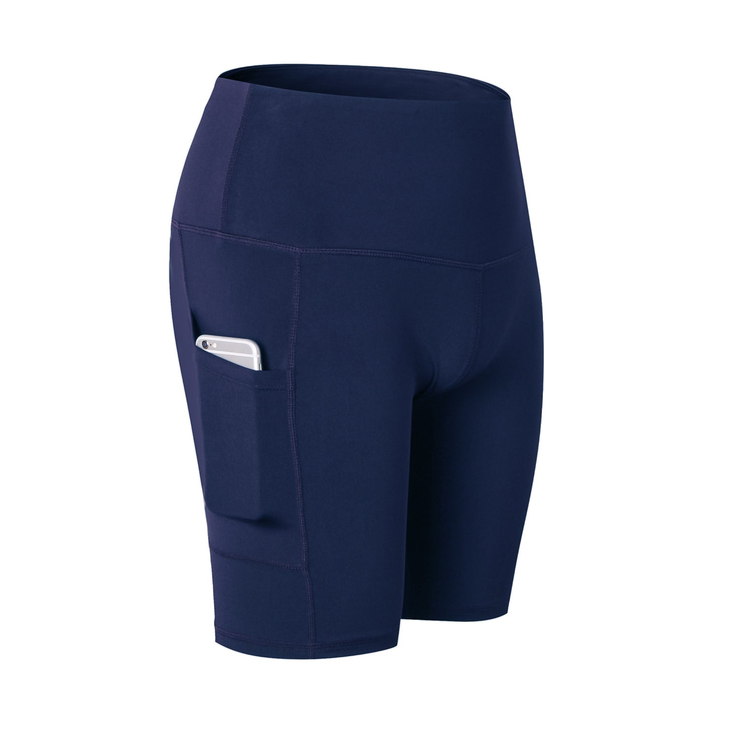 Women High Waist Yoga Shorts with Pockets Non See-through Gym Leggings LANBAOSI