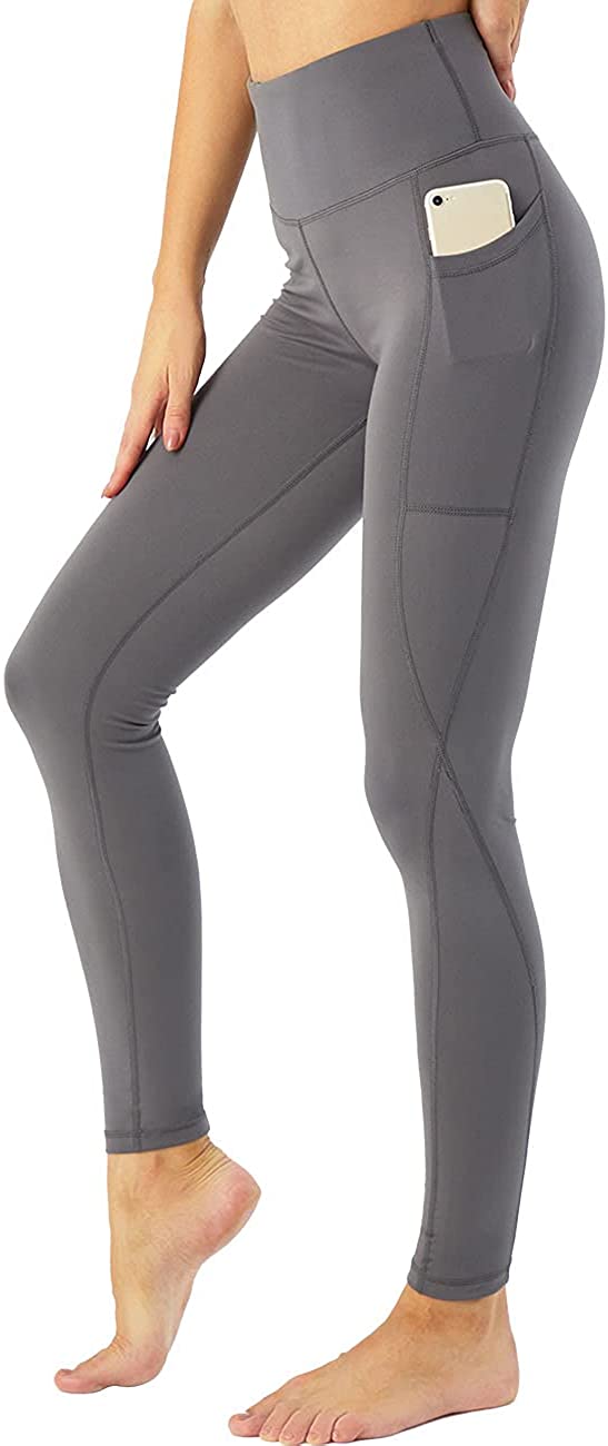 Women High Waisted Yoga Leggings with Pockets Female Tummy Control Non See Through Workout Athletic Running Yoga Pants LANBAOSI