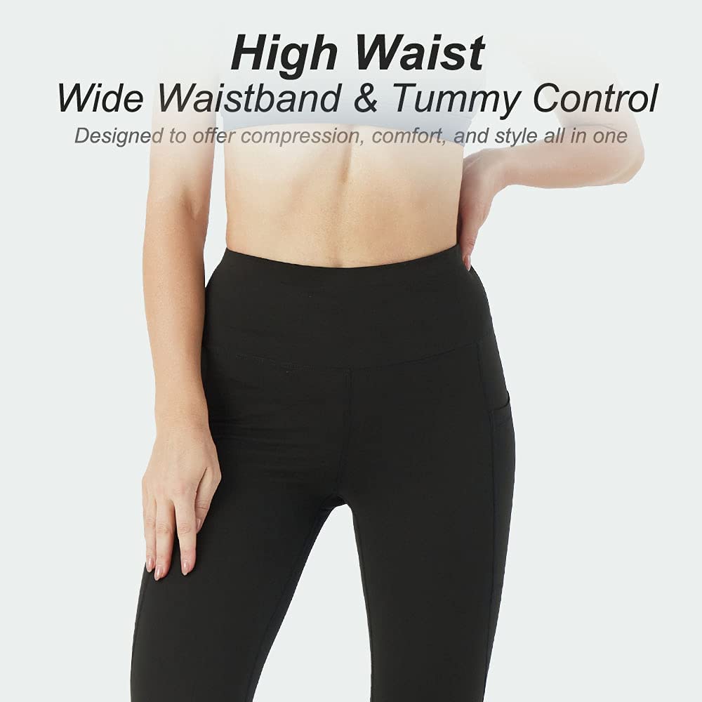 Women High Waisted Yoga Leggings with Pockets Female Tummy Control Non See Through Workout Athletic Running Yoga Pants LANBAOSI