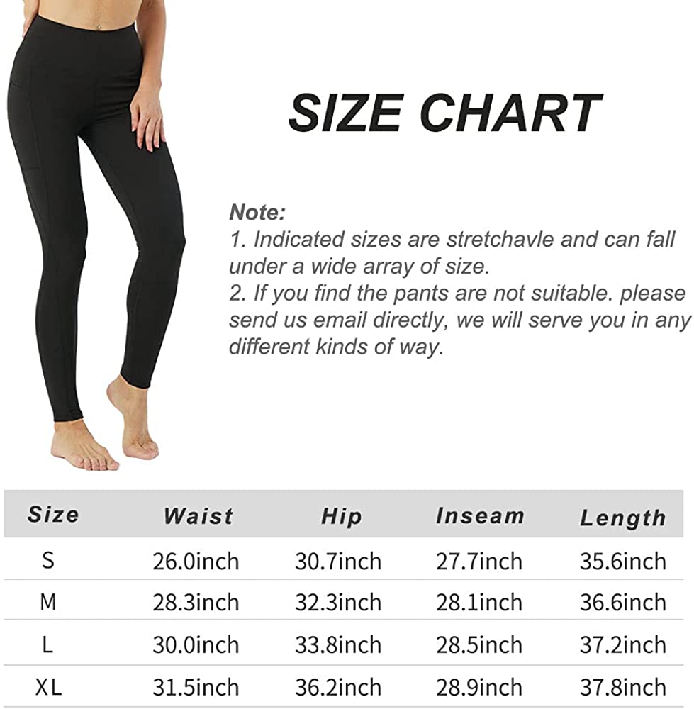 High Waisted Yoga Leggings With Pockets,Tummy Control Non See Through  Workout 4 Way Stretch Athletic Running Pants