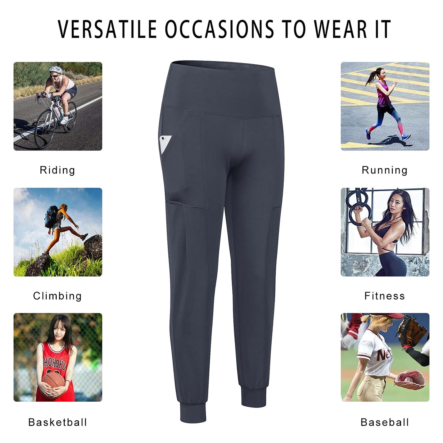 Women Joggers with Pockets High Waisted Athletic Running Workout Pants Female Tapered Lounge Pants LANBAOSI