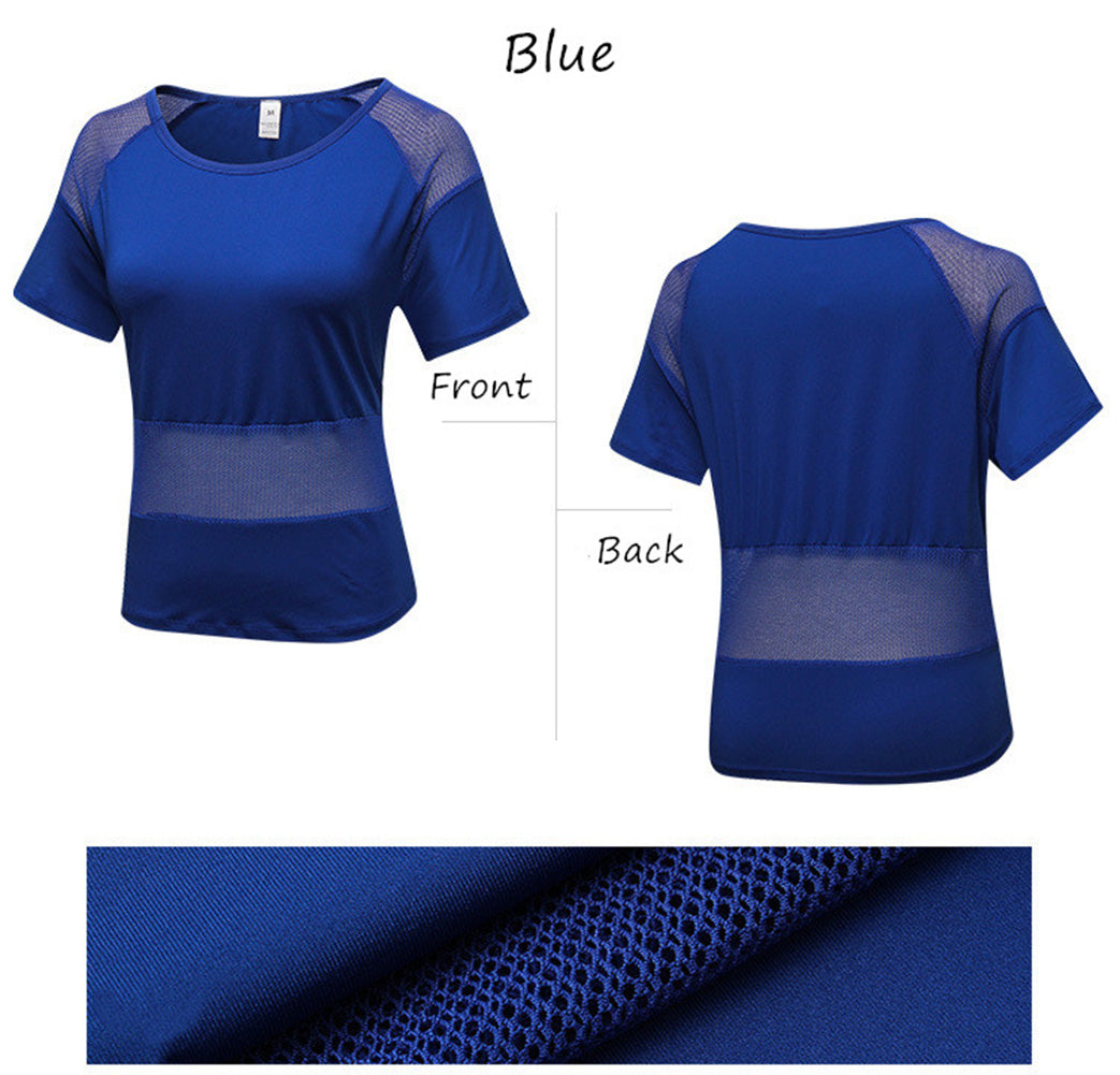 Women Running Mesh Shirt Short Sleeve Athletic Top Workout Sweatshirt LANBAOSI