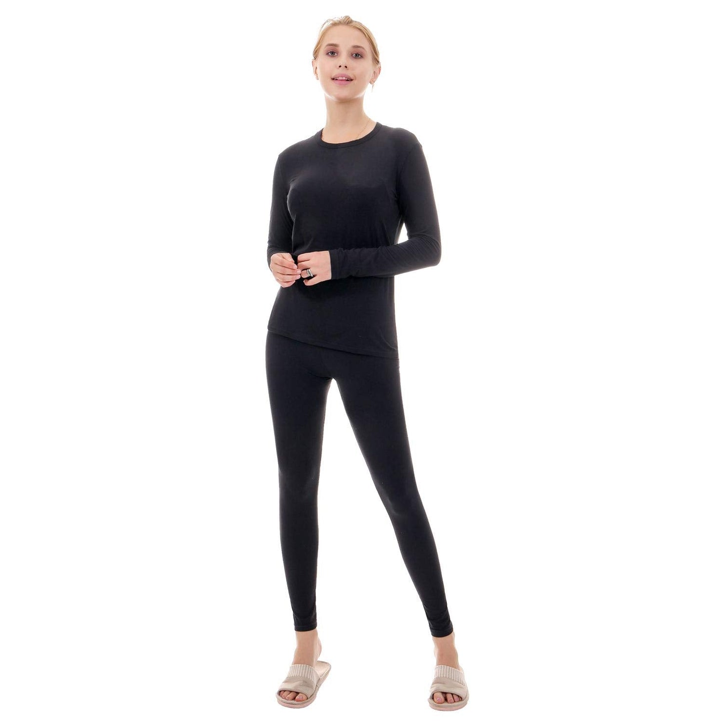 Women Stretch Thermal Underwear Set Soft Long Johns Tops & Bottoms LANBAOSI