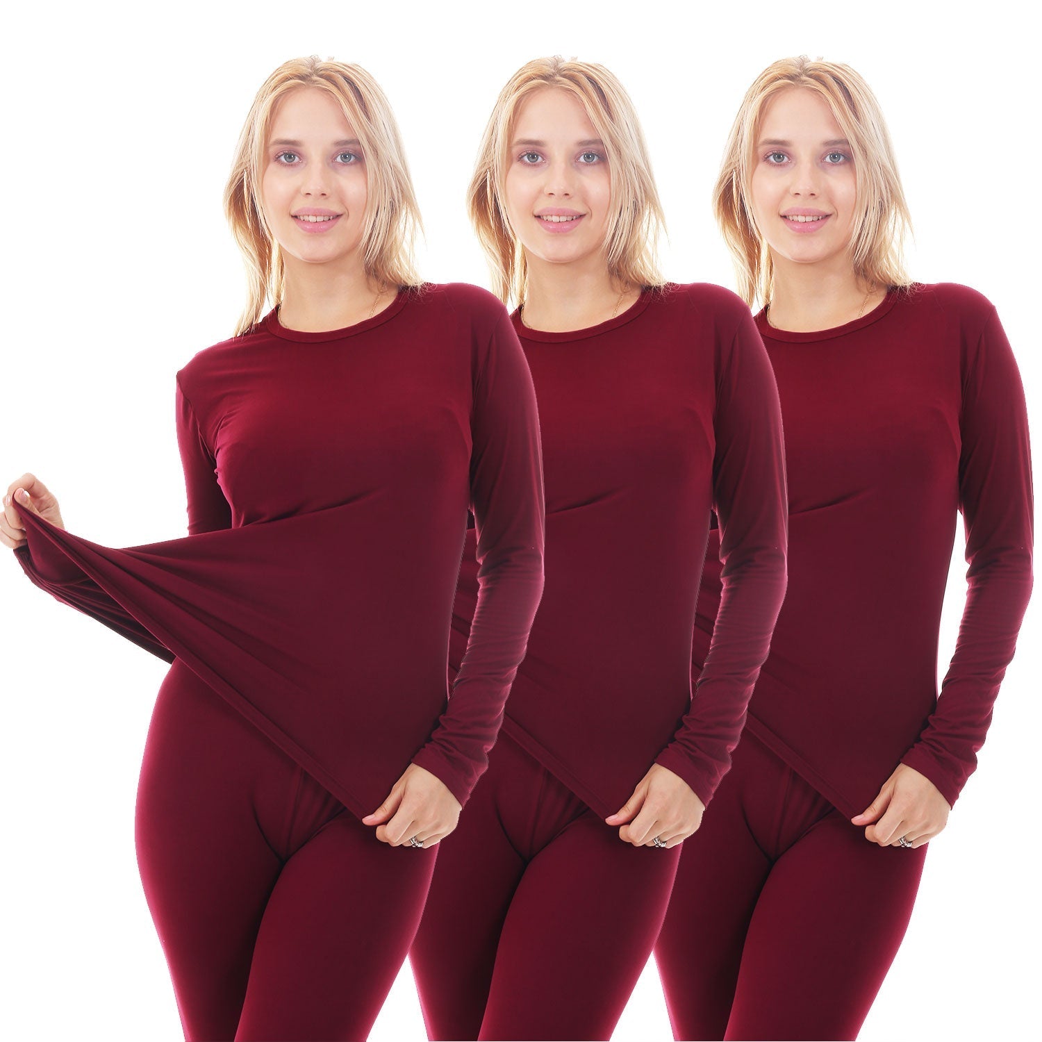 Women Stretch Thermal Underwear Top Long Sleeve Soft Long Johns Shirts