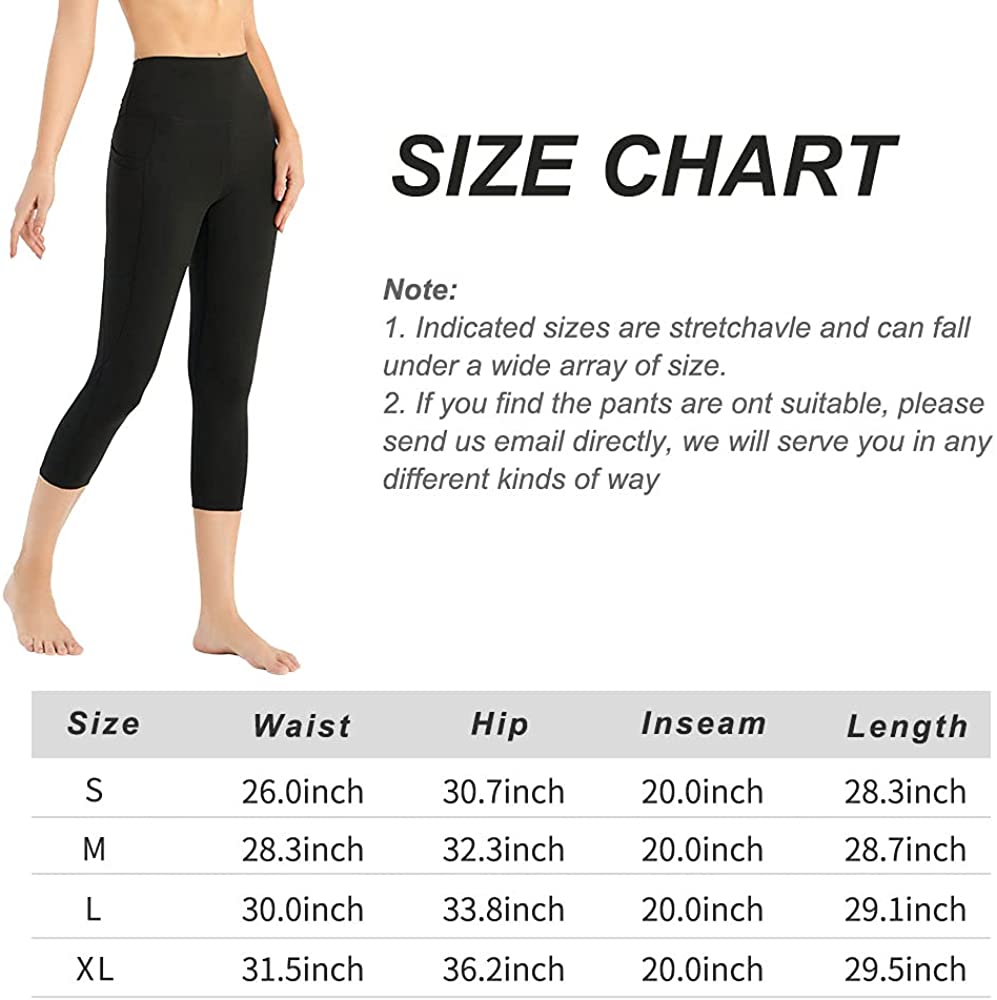 Women Yoga Pants High Waisted Crop Workout Running Leggings with Side Pocketed Female Tummy Control Yoga Capris LANBAOSI
