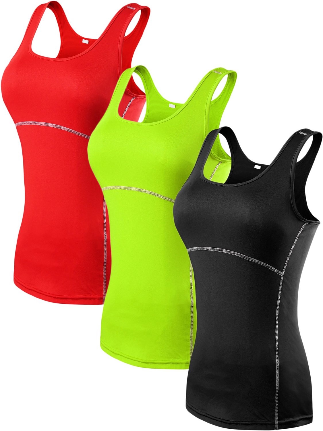 Women's 3 Pack Sliming Compression Vest Dry Sleeveless Yoga Tank Top LANBAOSI