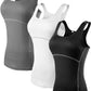 Women's 3 Pack Sliming Compression Vest Dry Sleeveless Yoga Tank Top LANBAOSI