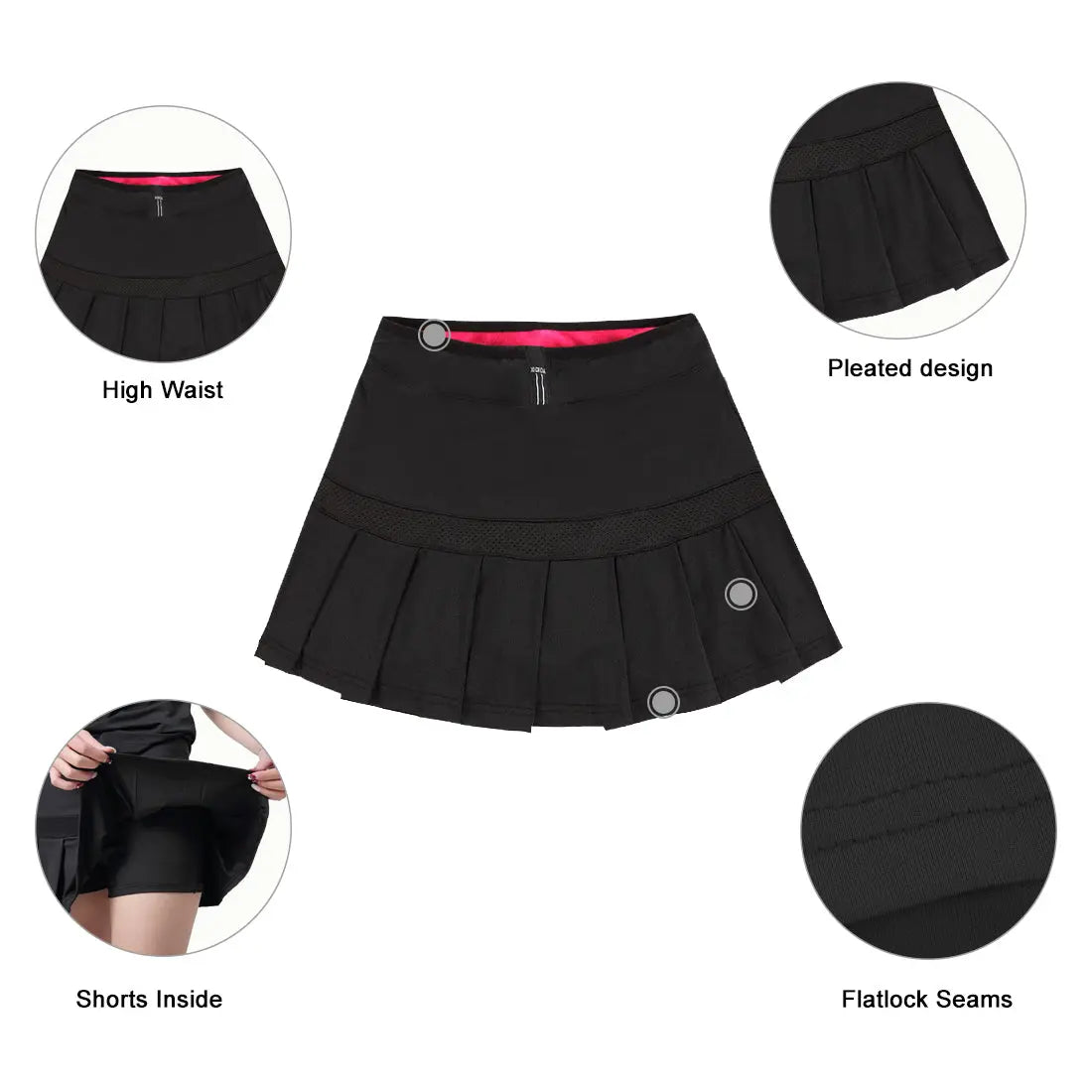 Women's Boufancy Short Dress High Waist Pleated Tennis Skirts LANBAOSI