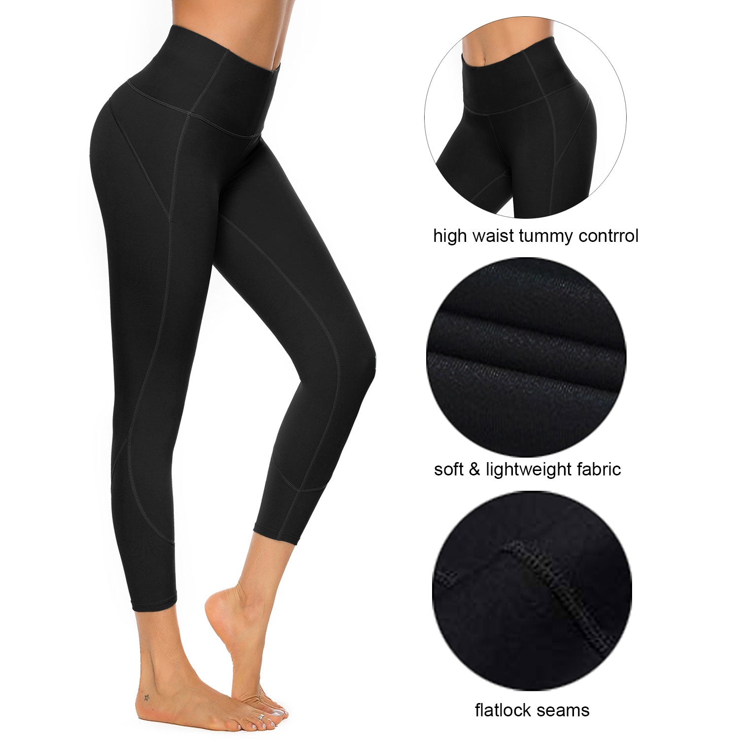 Women's Yoga Capri Leggings High Waisted Workout Tummy Control Pants LANBAOSI