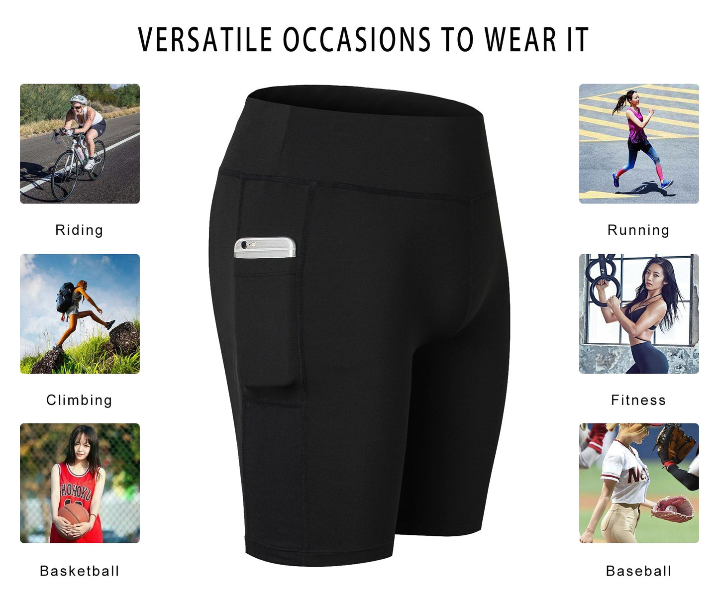 Womens High Waist Workout Shorts with Pockets Yoga Running Compression Shorts LANBAOSI