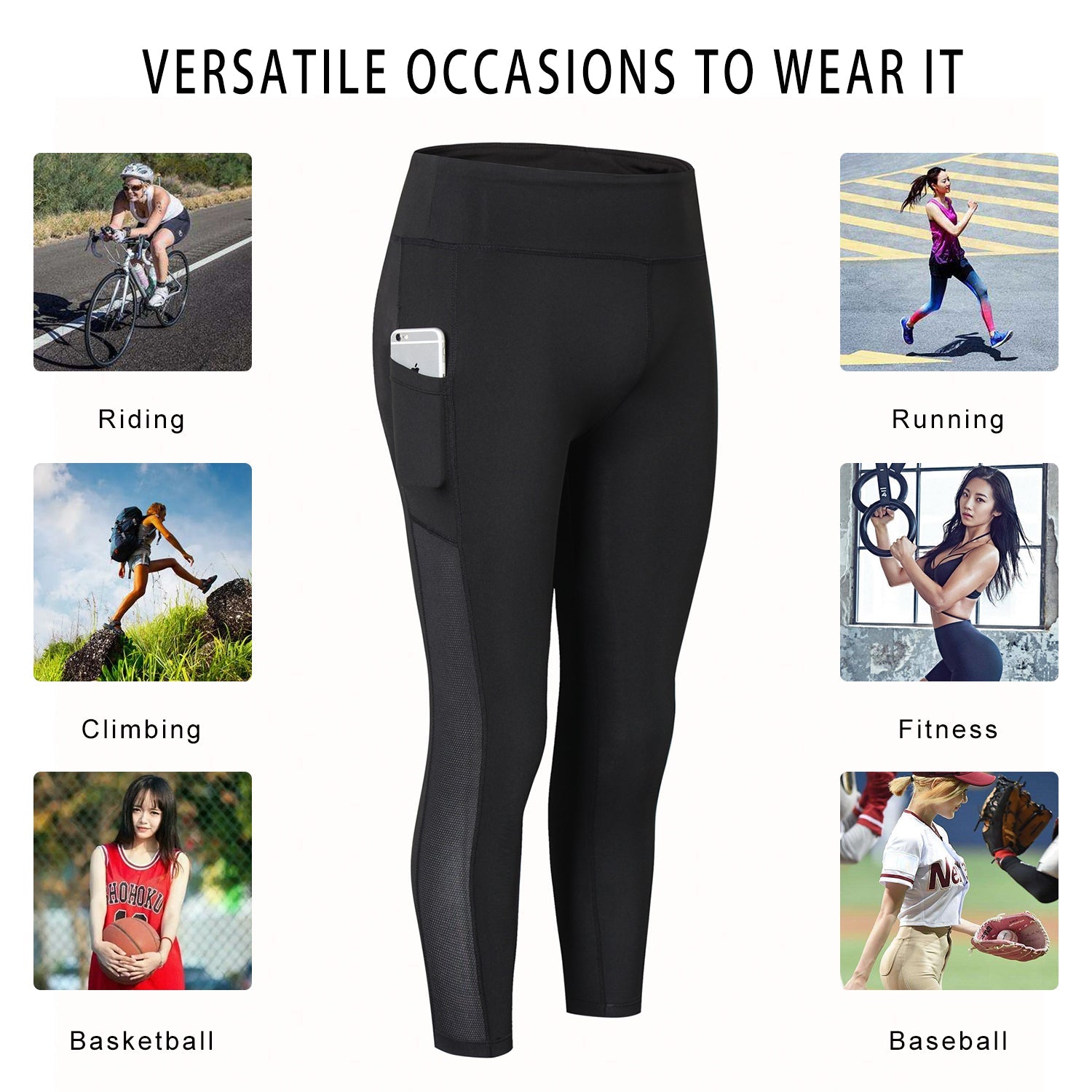 Women's Capri Yoga Pants Exercise Running Workout Leggings with Pockets