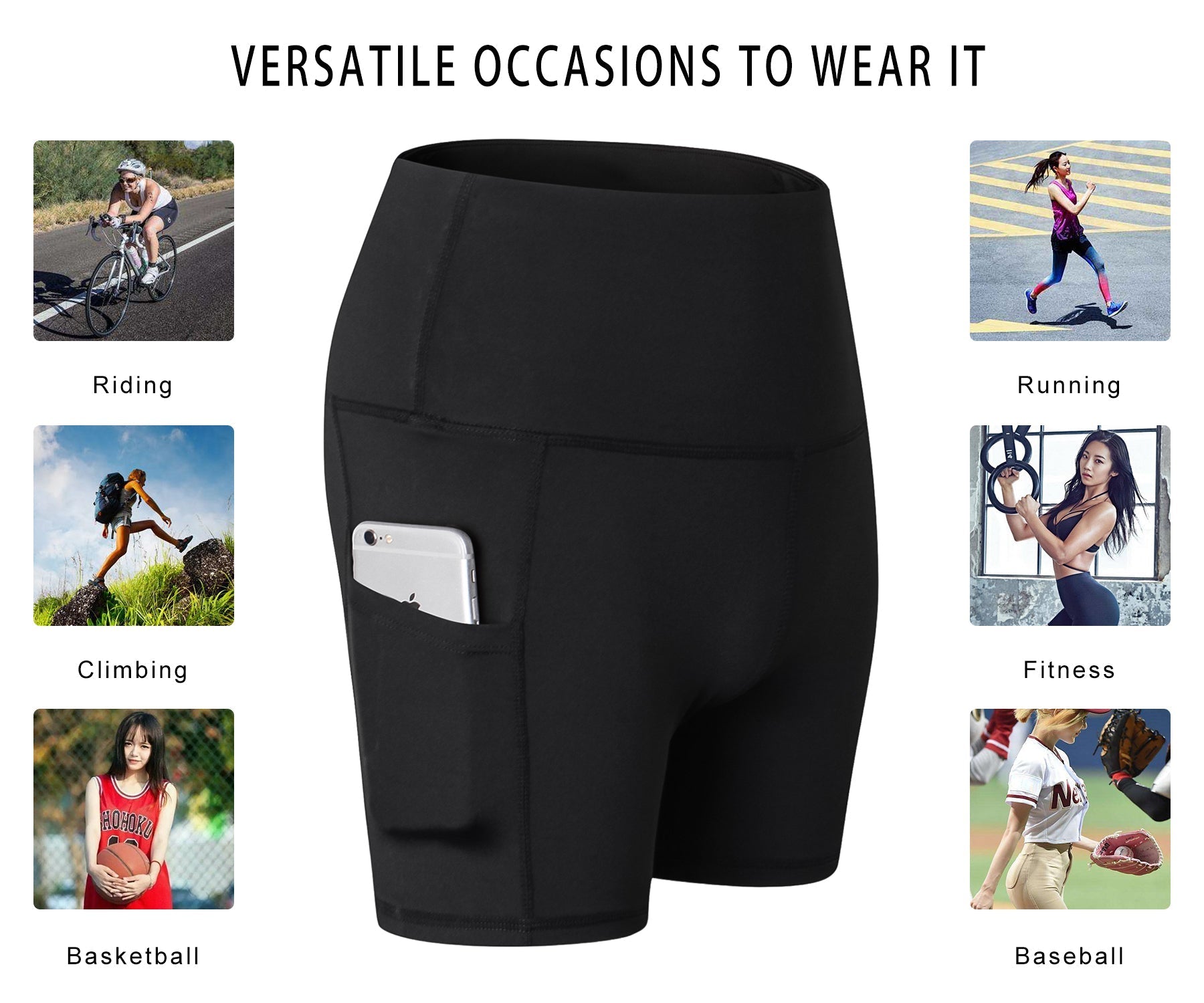 Womens Yoga Shorts High Waist Compression 3 Inch Inseam Leggings Baselayer Running Sports Athletic Pants with Pockets LANBAOSI