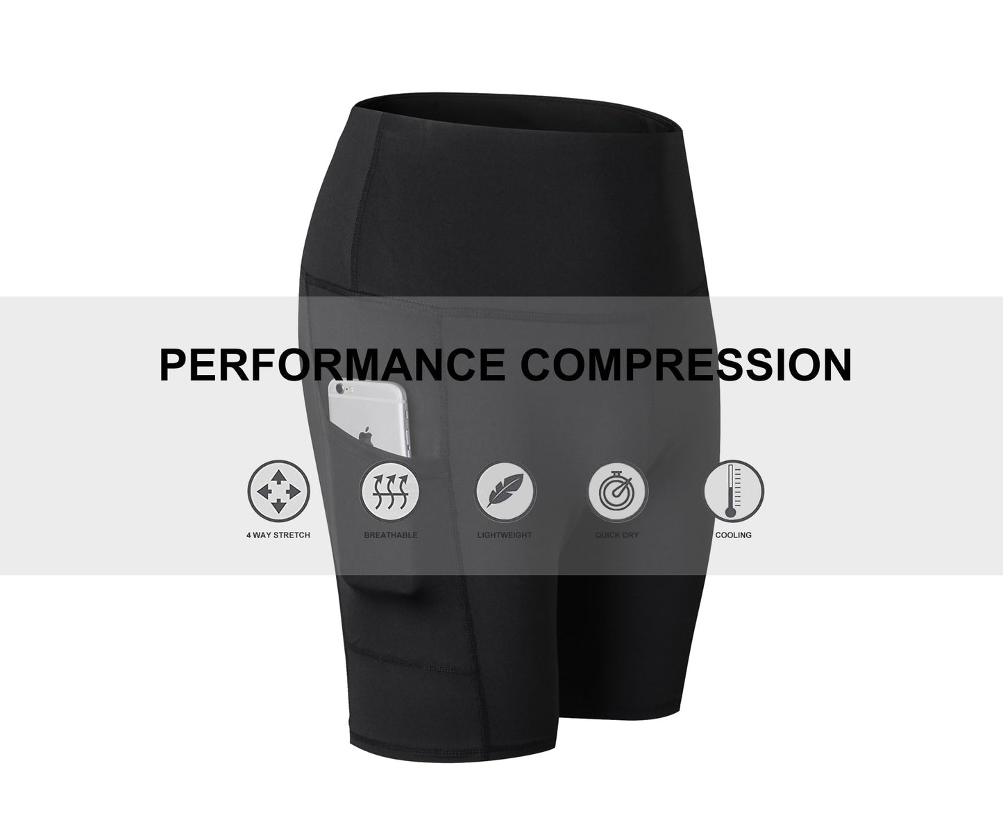 Womens Yoga Shorts with Pocket High Waist Workout Running Compression Leggings 7 Inch Inseam Tummy Control Baselayer LANBAOSI