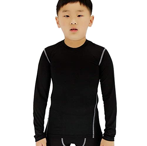 Youth Boys Compression Shirt Long Sleeve Football Baseball Undershirt Unisex Quick Dry Sports Baselayer LANBAOSI