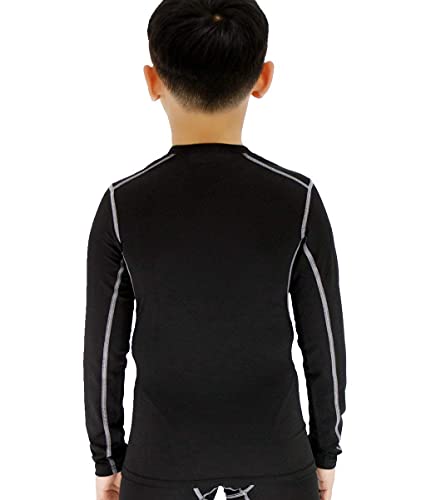Youth Boys Compression Shirt Long Sleeve Football Baseball Undershirt Unisex Quick Dry Sports Baselayer LANBAOSI