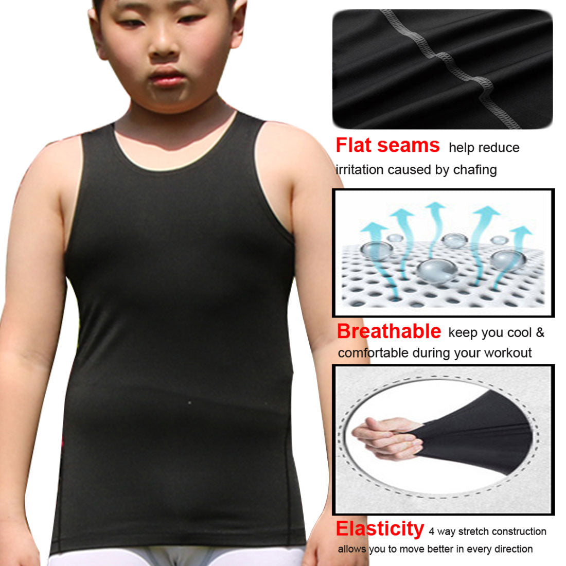 Youth Boys Compression Vest Sleeveless Undershirt Under Tank Top Shirt LANBAOSI