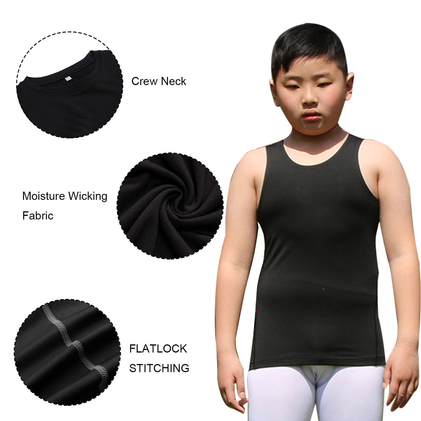 Youth Boys Compression Vest Sleeveless Undershirt Under Tank Top Shirt LANBAOSI