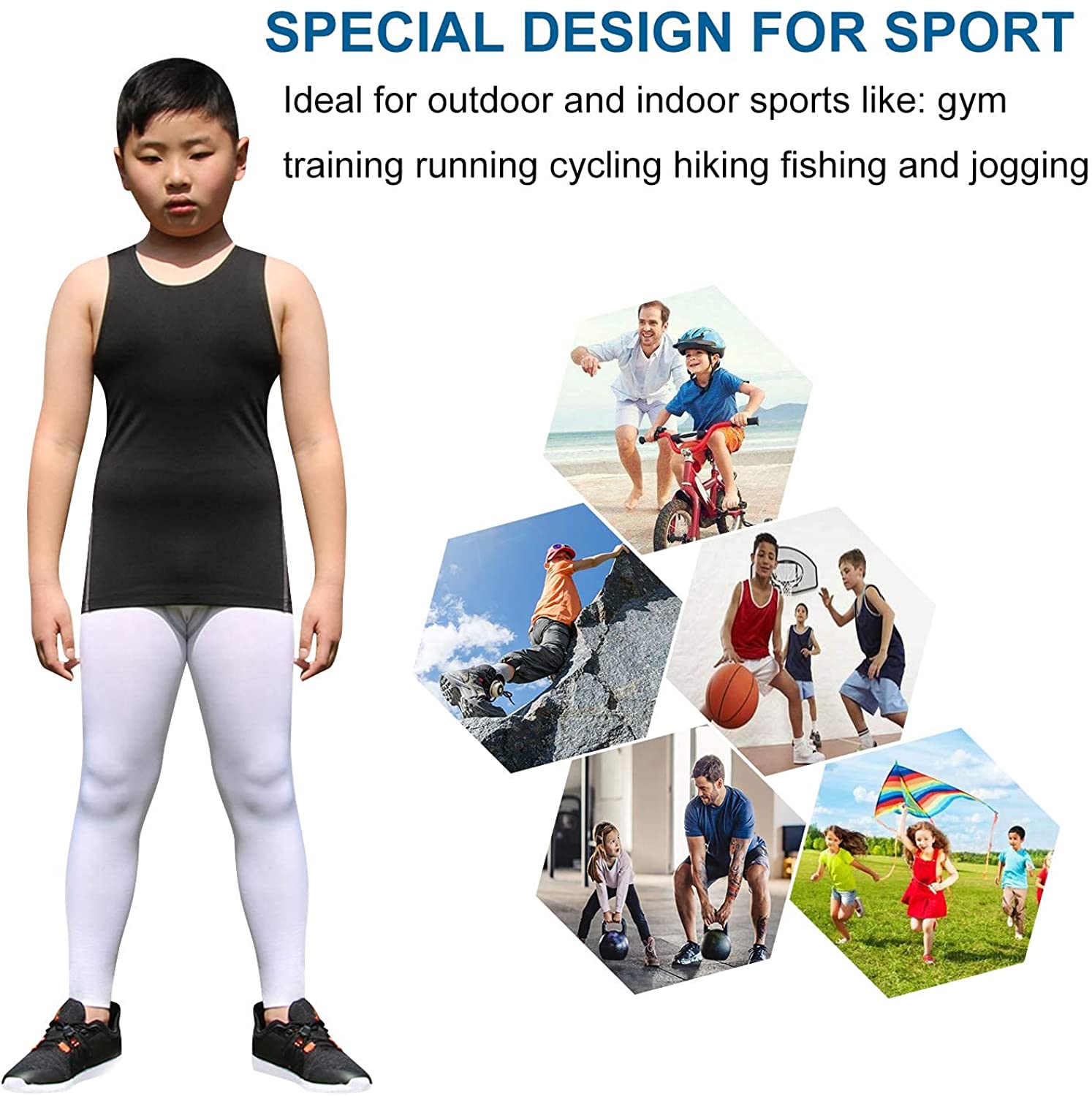 LANBAOSI Boys Compression Shorts Youth Cool Dry Baselayer Unisex Sports  Tights Athletic Spandex Legging Size 5 